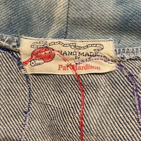 Vintage 80’s-90’s Handmade Denim Patch Jacket Shoulder Pads Pat Hardison pockets - Picture 9 of 15